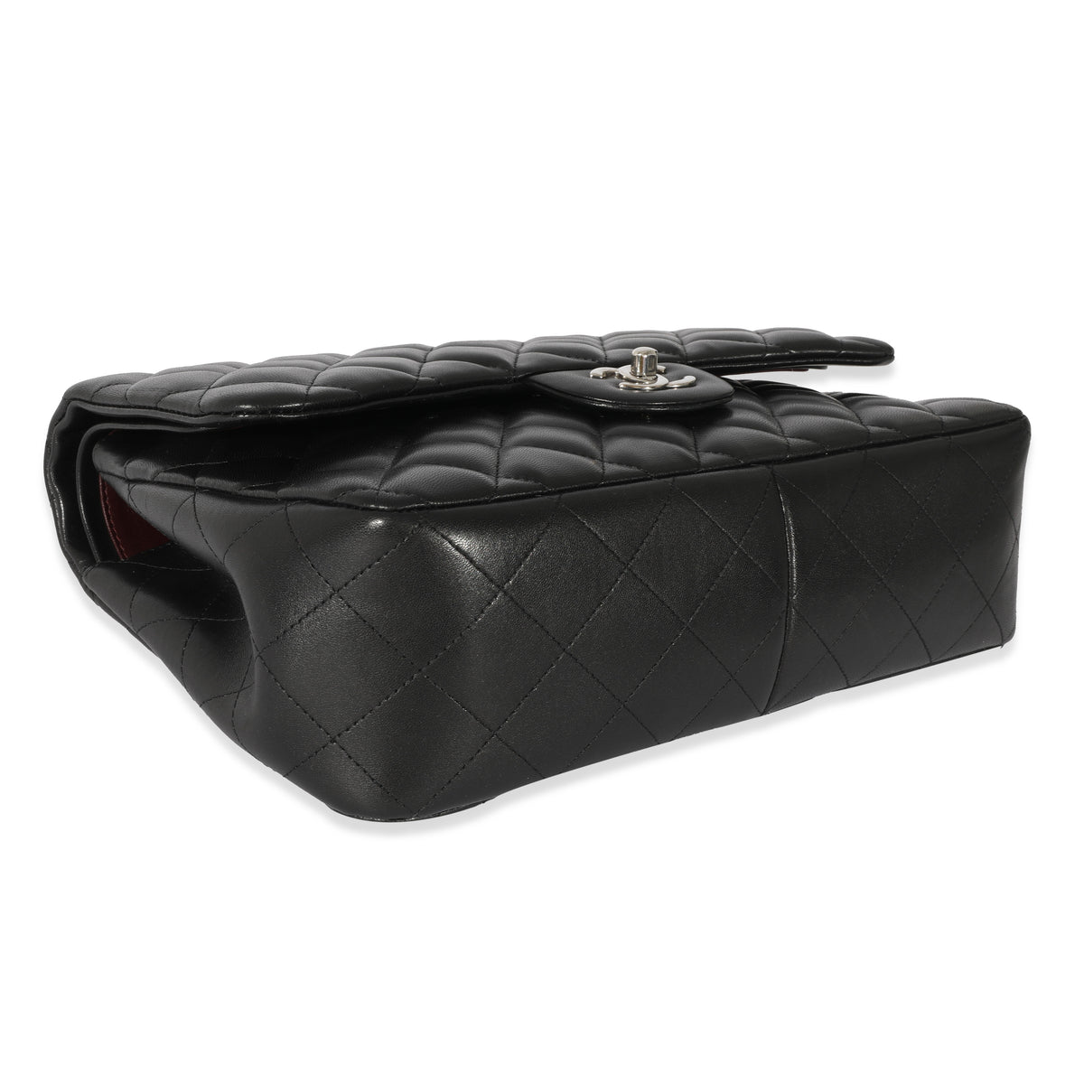 Chanel Black Quilted Lambskin Jumbo Classic Double Flap Bag Handbag clasp