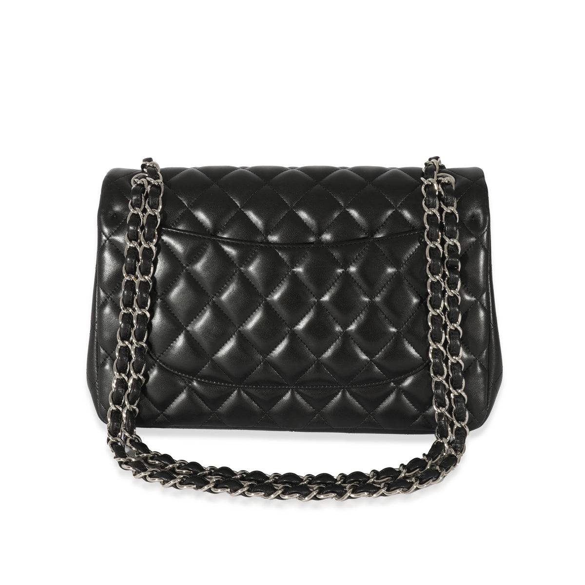 Chanel Black Quilted Lambskin Jumbo Classic Double Flap Bag Handbag pv