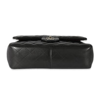 Chanel Black Quilted Lambskin Jumbo Classic Double Flap Bag Handbag stamp