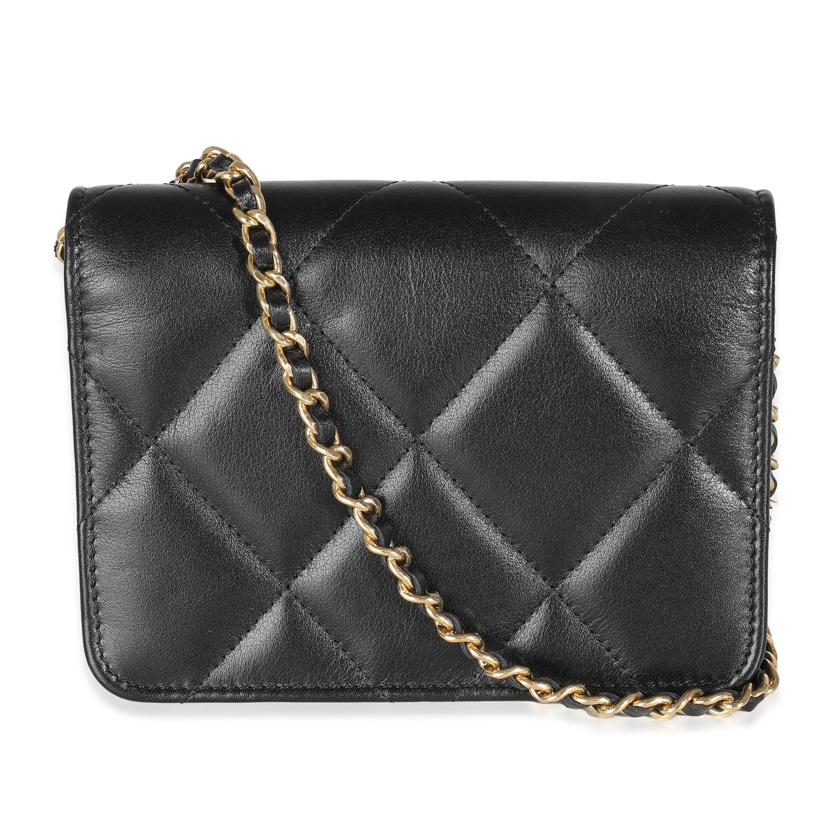 Chanel Black Quilted Calfskin Strass Mini Flap Bag Handbag bv