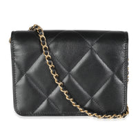 Chanel Black Quilted Calfskin Strass Mini Flap Bag Handbag bv