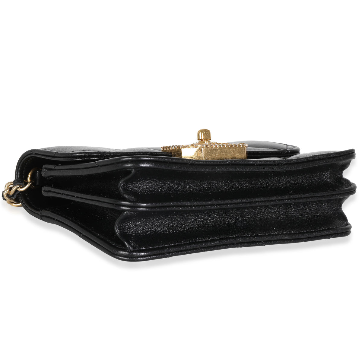 Chanel Black Quilted Calfskin Strass Mini Flap Bag Handbag clasp