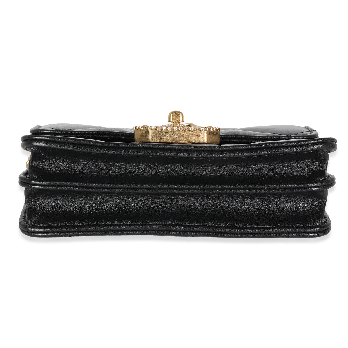 Chanel Black Quilted Calfskin Strass Mini Flap Bag Handbag stamp