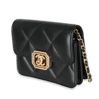 Chanel Black Quilted Calfskin Strass Mini Flap Bag Handbag sv