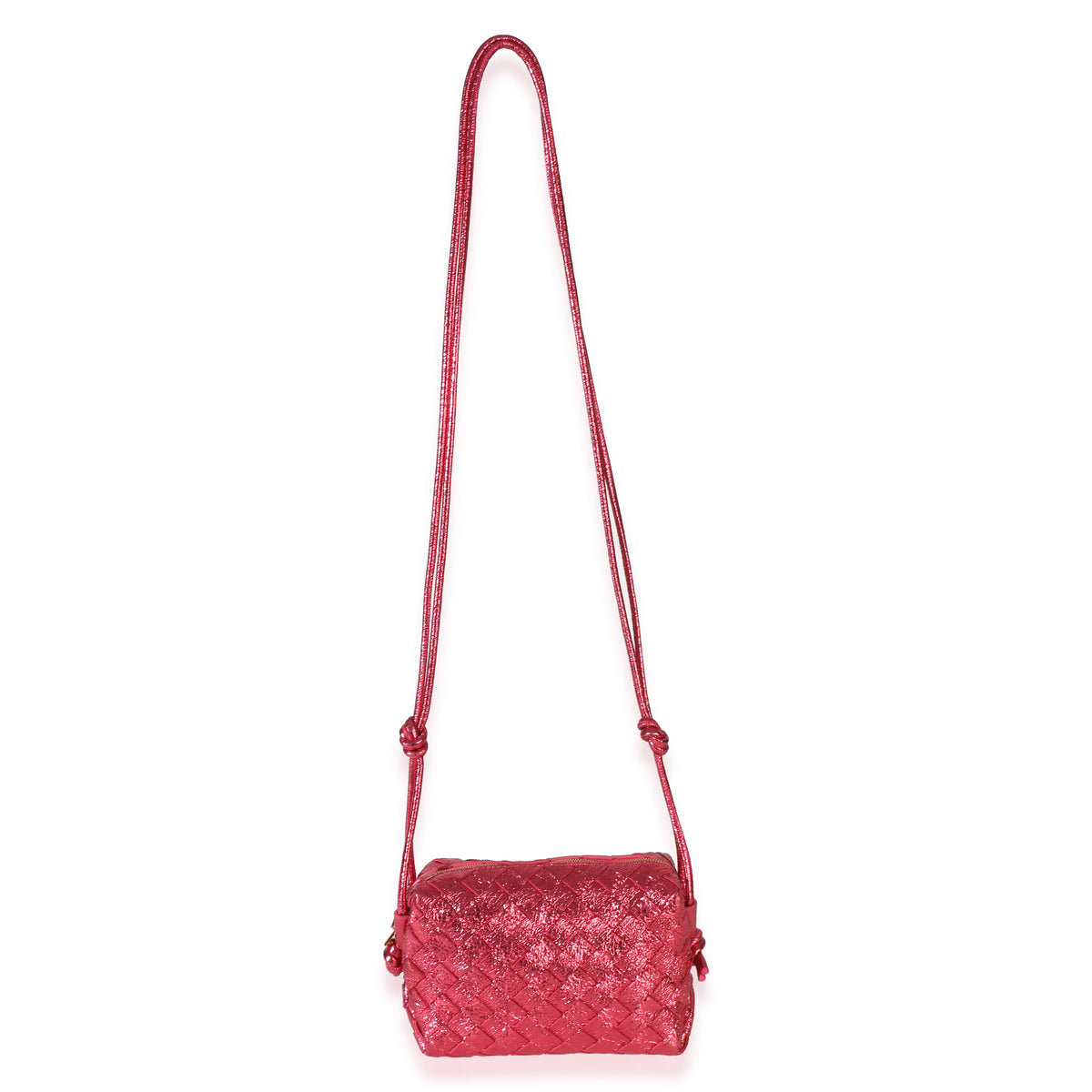 Bottega Veneta Pink Intrecciato Nappa Foil Mini Loop Camera Crossbody Bag Handbag 8