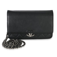 Chanel Black Quilted Grained Calfskin CC Box Wallet On Chain Handbag fv