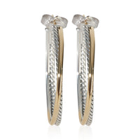 David Yurman Yellow Gold & Sterling Silver  Crossover Hoop Earrings fv