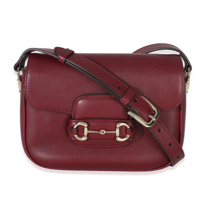 Gucci Red Soft Calfskin Horsebit 1955 Small Shoulder Bag Handbag id