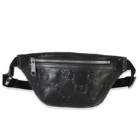Gucci Black Calfskin GG Tennis Embossed Belt Bag Handbag id