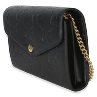 Gucci Black Calfskin GG Debossed Chain Wallet Handbag 2