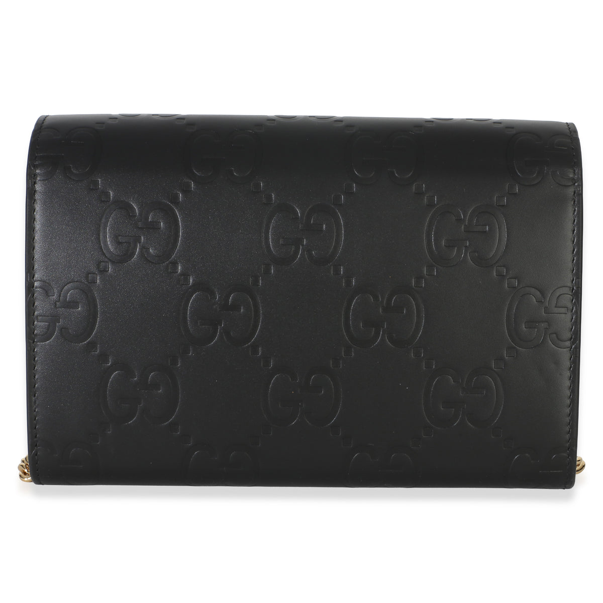 Gucci Black Calfskin GG Debossed Chain Wallet Handbag 4