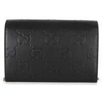 Gucci Black Calfskin GG Debossed Chain Wallet Handbag 4