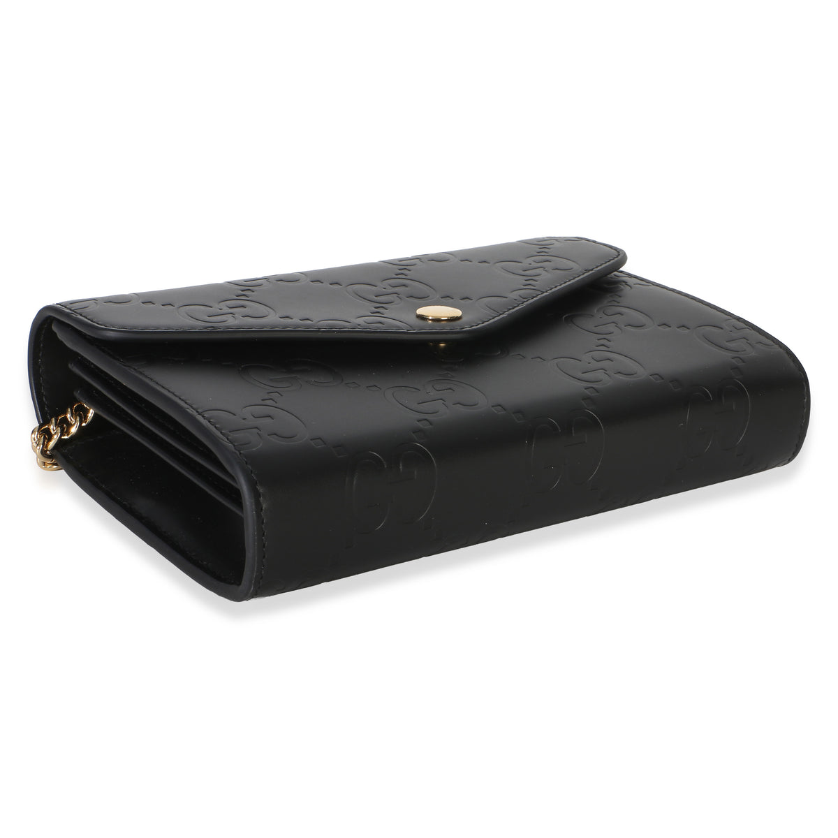 Gucci Black Calfskin GG Debossed Chain Wallet Handbag 7