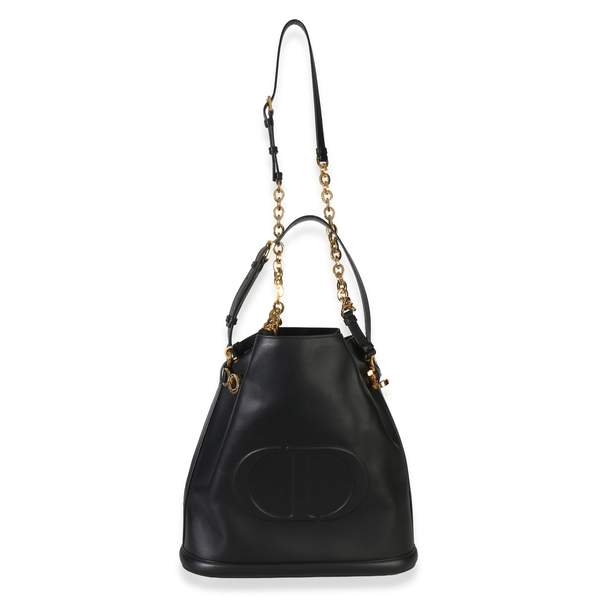 Christian Dior Black Calfskin CD Embossed Large C'est Chain Bucket Bag Handbag 8