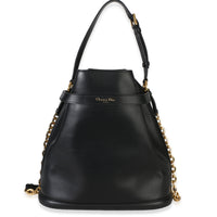 Christian Dior Black Calfskin CD Embossed Large C'est Chain Bucket Bag Handbag fv