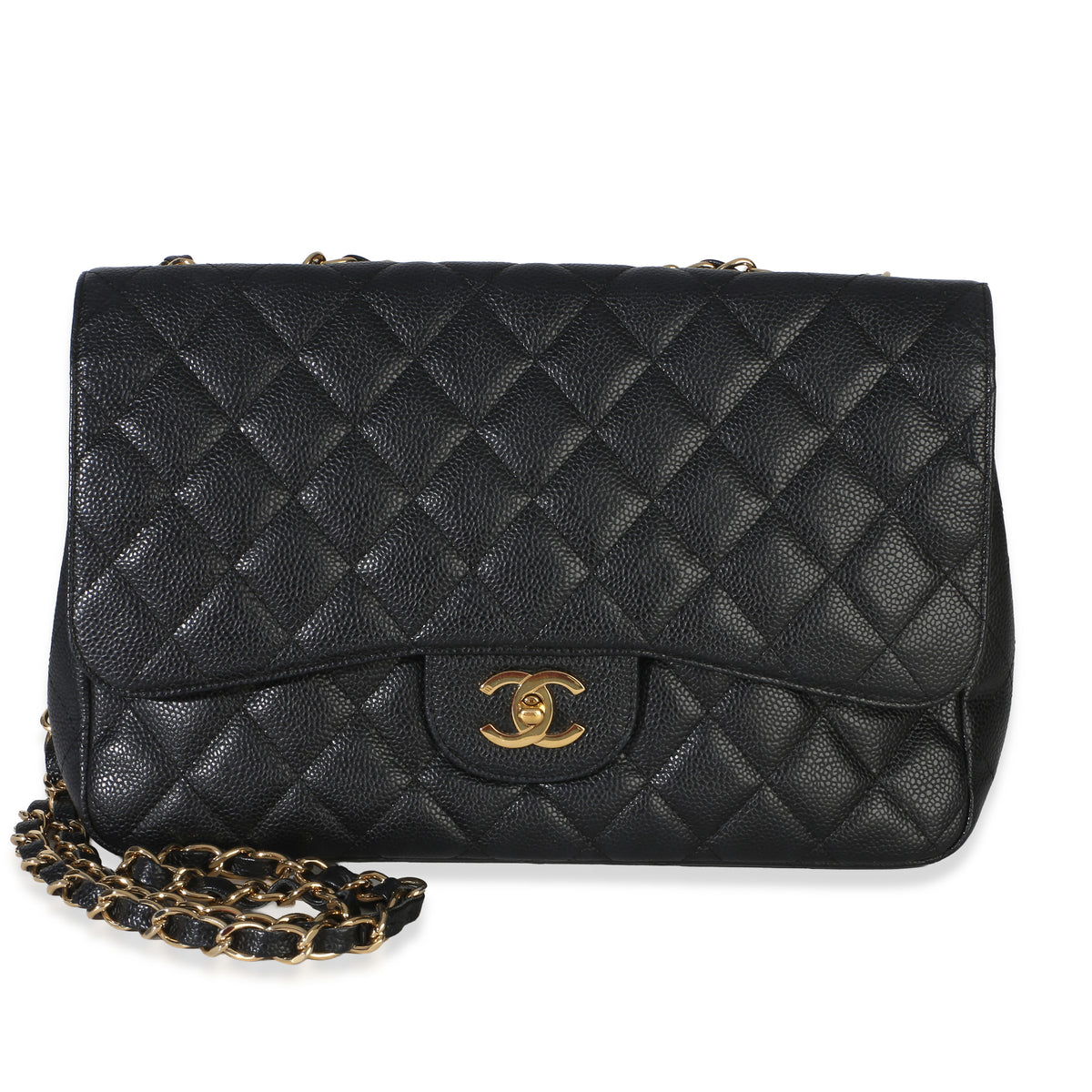 Chanel Black Quilted Caviar Jumbo Single Flap Bag Handbag id