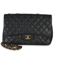 Chanel Black Quilted Caviar Jumbo Single Flap Bag Handbag id