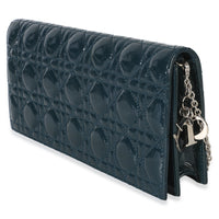 Christian Dior Blue Patent Cannage Lady Dior Clutch With Chain Handbag 2