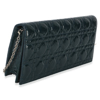 Christian Dior Blue Patent Cannage Lady Dior Clutch With Chain Handbag 3