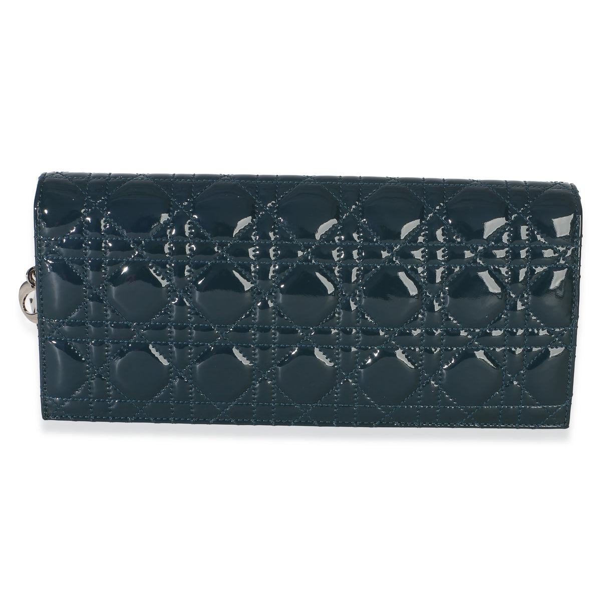 Christian Dior Blue Patent Cannage Lady Dior Clutch With Chain Handbag 4