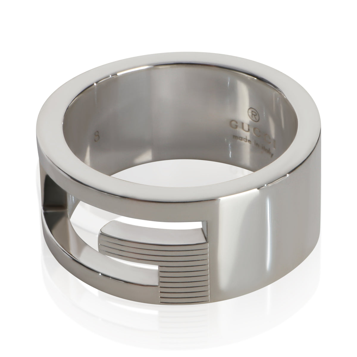 Gucci Sterling Silver  Narrow Cutout G Ring 2