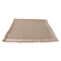 Louis Vuitton Beige Rose Silk Wool Monogram Shine Shawl 3