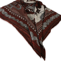 Hermès Marron Naturel Rouge Cashmere Silk Zouaves et Dragons Shawl 140 id