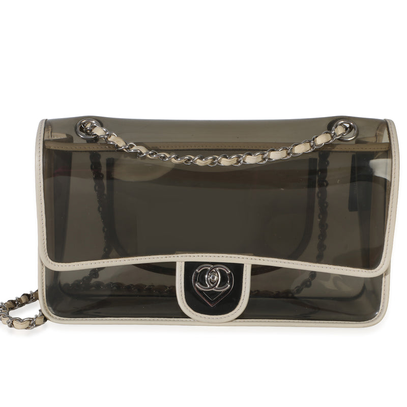 Chanel Vintage Black White PVC Heart CC Flap Bag Handbag id