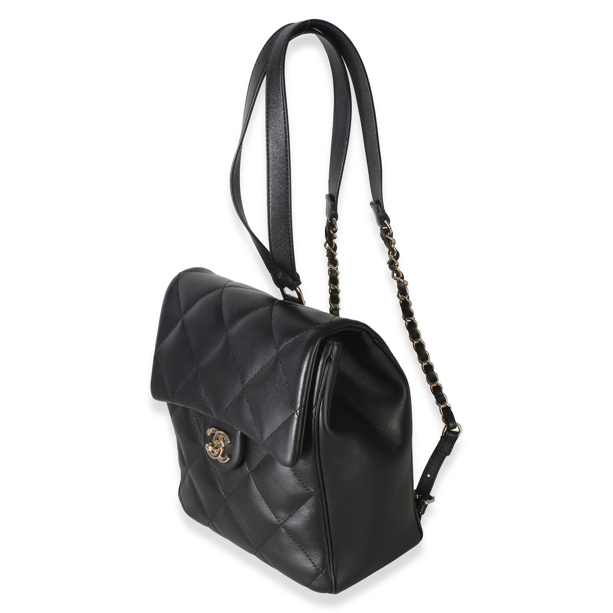 Chanel Black Quilted Lambskin CC Easy Carry Backpack Handbag 2