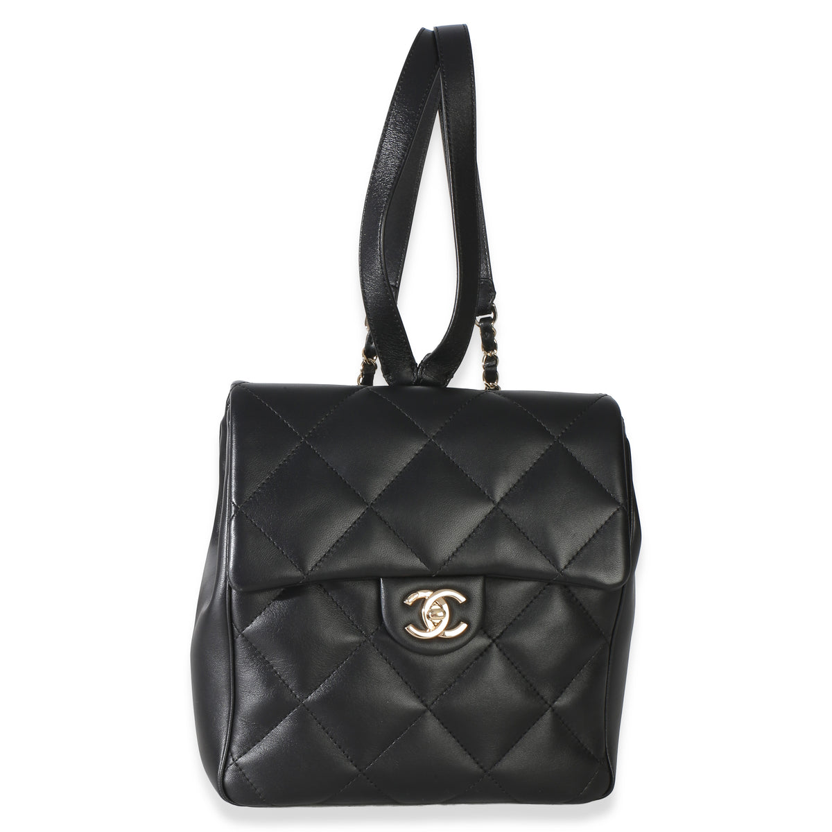 Chanel Black Quilted Lambskin CC Easy Carry Backpack Handbag 3