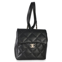 Chanel Black Quilted Lambskin CC Easy Carry Backpack Handbag 3
