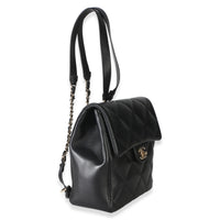 Chanel Black Quilted Lambskin CC Easy Carry Backpack Handbag 4
