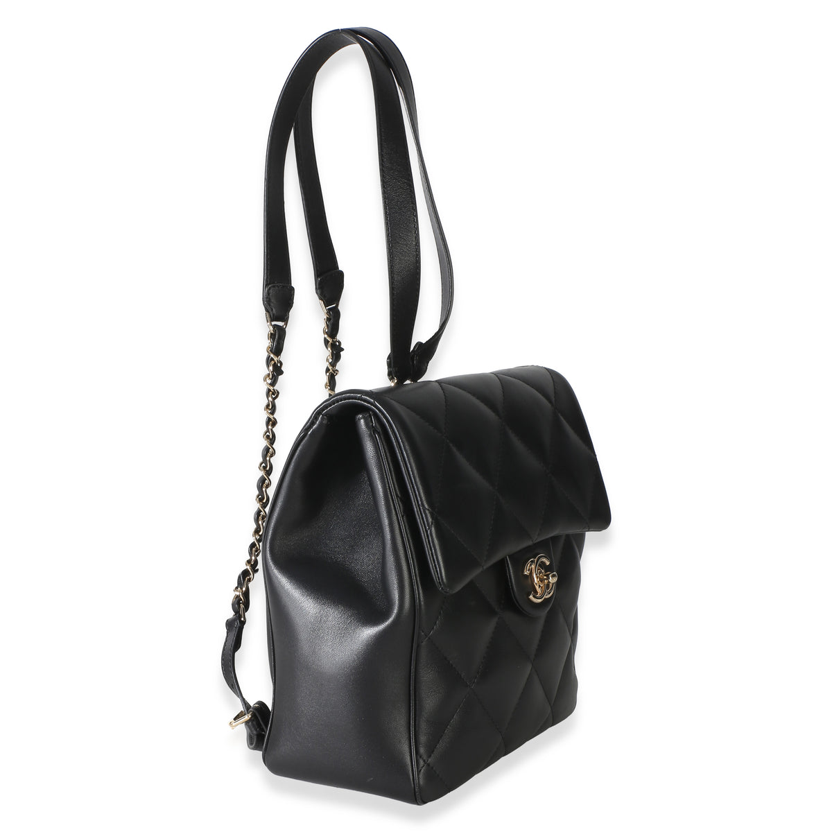 Chanel Black Quilted Lambskin CC Easy Carry Backpack Handbag 4