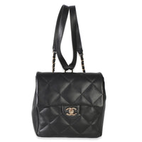 Chanel Black Quilted Lambskin CC Easy Carry Backpack Handbag fv