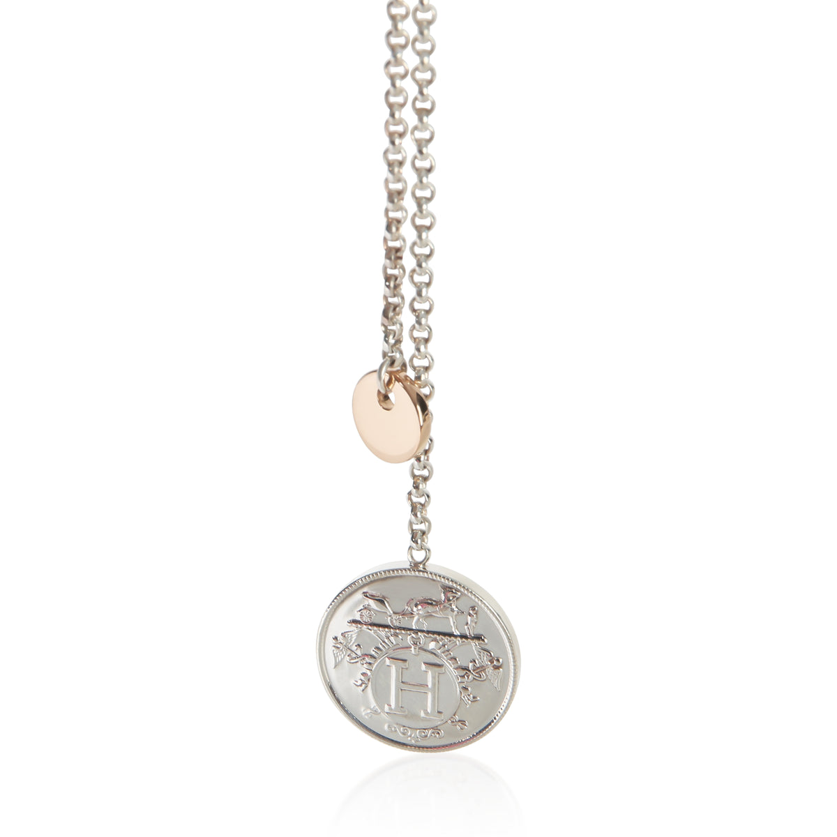 Hermès Rose Gold & Sterling Silver  Ex Libris Drop Earrings 2