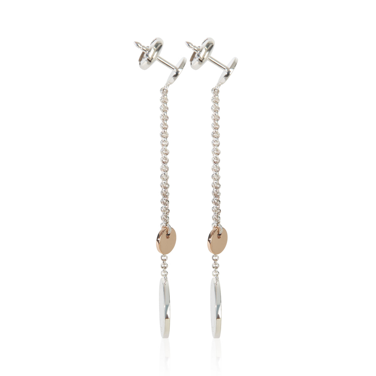Hermès Rose Gold & Sterling Silver  Ex Libris Drop Earrings 3