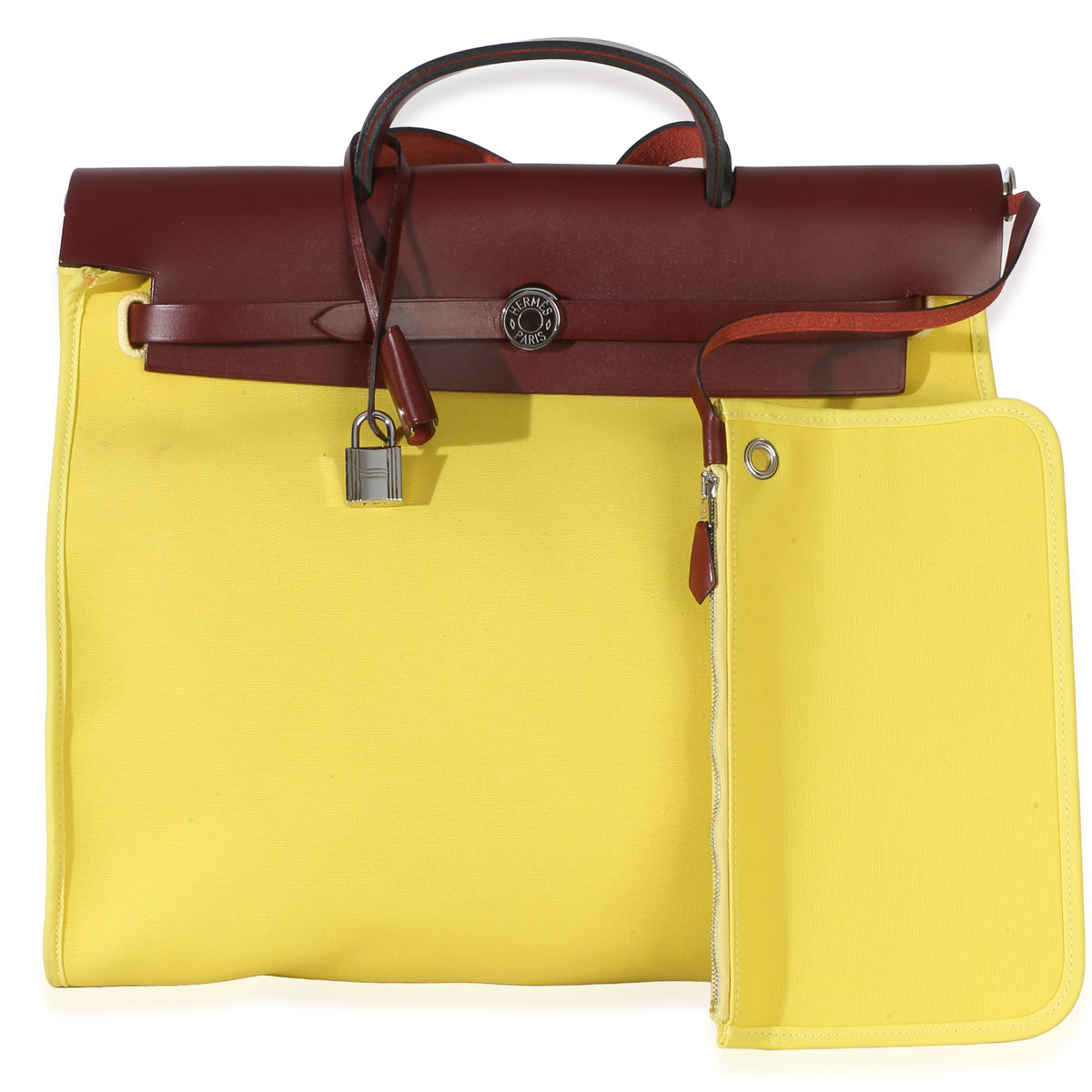 Hermès Lime Rouge H Toile Officier Hunter Herbag 39 MM PHW Handbag 10