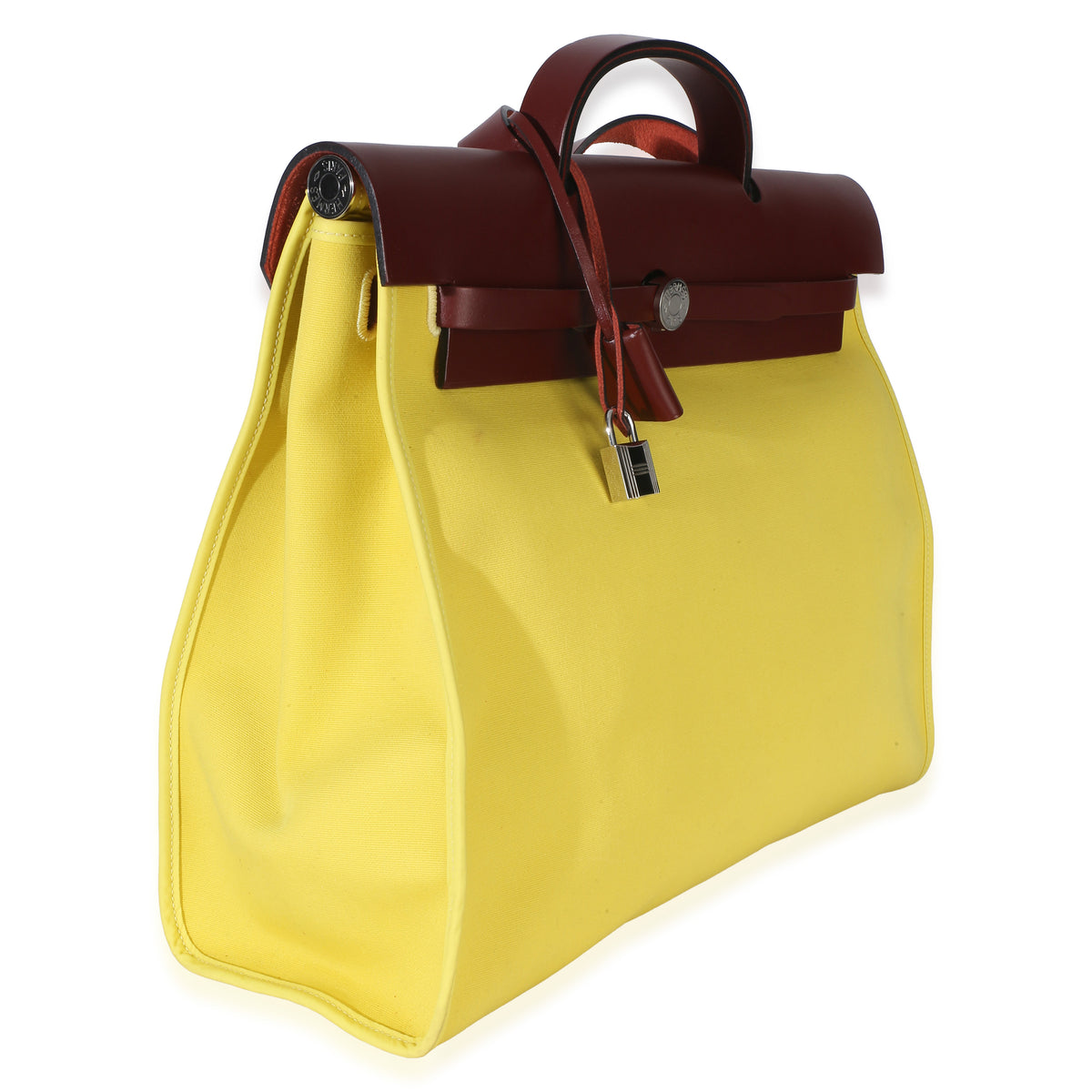 Hermès Lime Rouge H Toile Officier Hunter Herbag 39 MM PHW Handbag 3