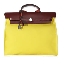 Hermès Lime Rouge H Toile Officier Hunter Herbag 39 MM PHW Handbag fv