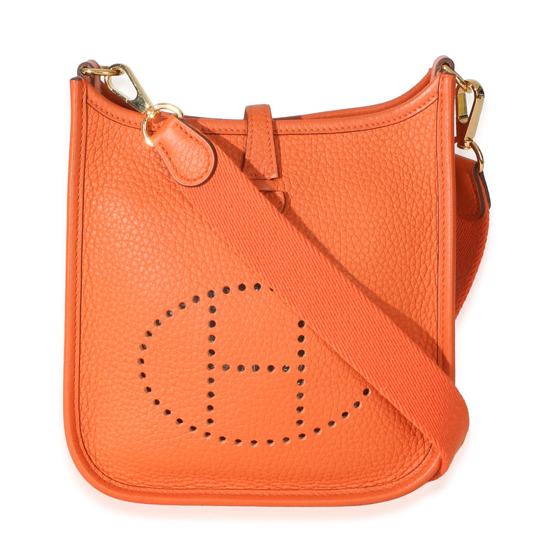 Hermès Orange H Clemence Mini Evelyne 16 TPM GHW Handbag id
