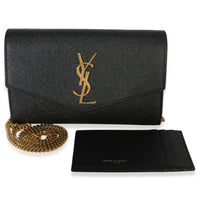 Saint Laurent Black Grain de Poudre Uptown Chain Wallet Handbag 10
