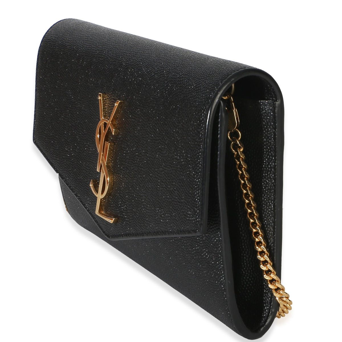 Saint Laurent Black Grain de Poudre Uptown Chain Wallet Handbag 2