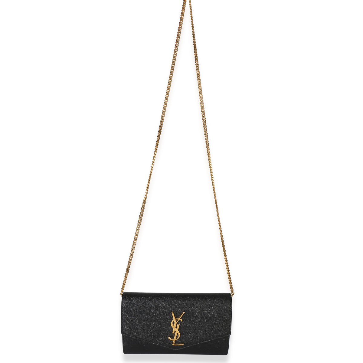 Saint Laurent Black Grain de Poudre Uptown Chain Wallet Handbag 8