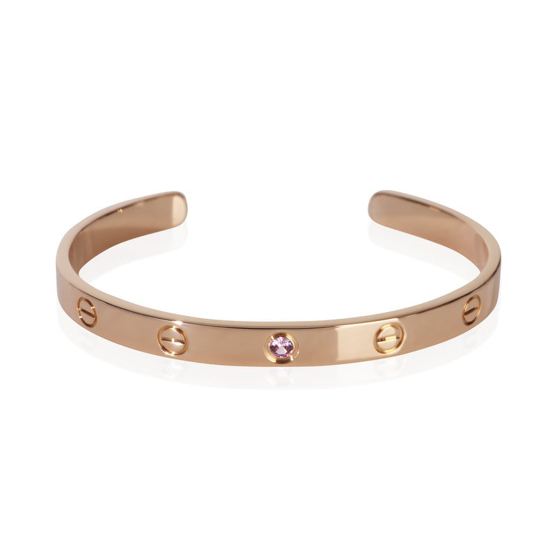 Cartier Rose Gold Pink Sapphire Love Cuff Bracelet fv