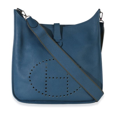 Hermès Bleu Cobalt Clemence Evelyne GM PHW Handbag id