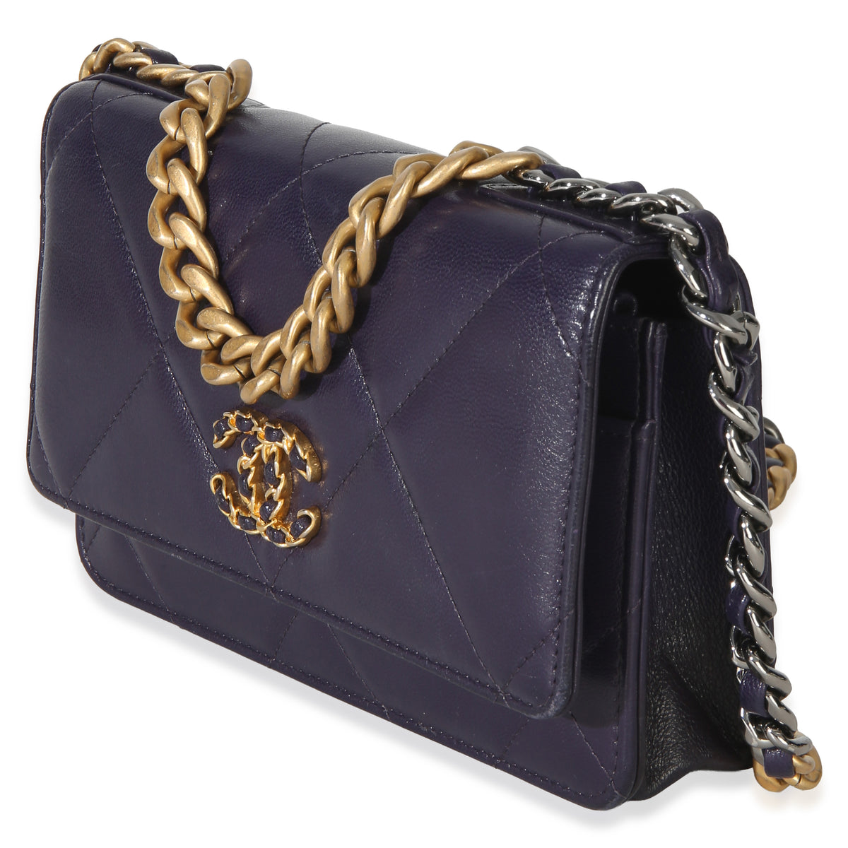Chanel Purple Quilted Lambskin  19 Wallet On Chain Handbag 2