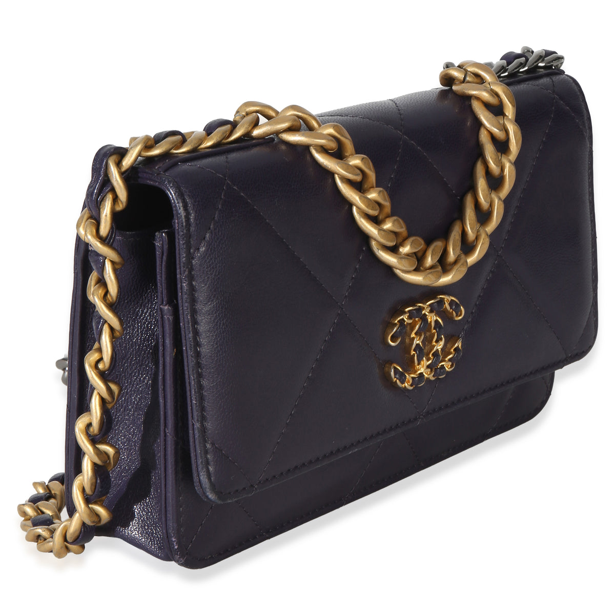 Chanel Purple Quilted Lambskin  19 Wallet On Chain Handbag 3
