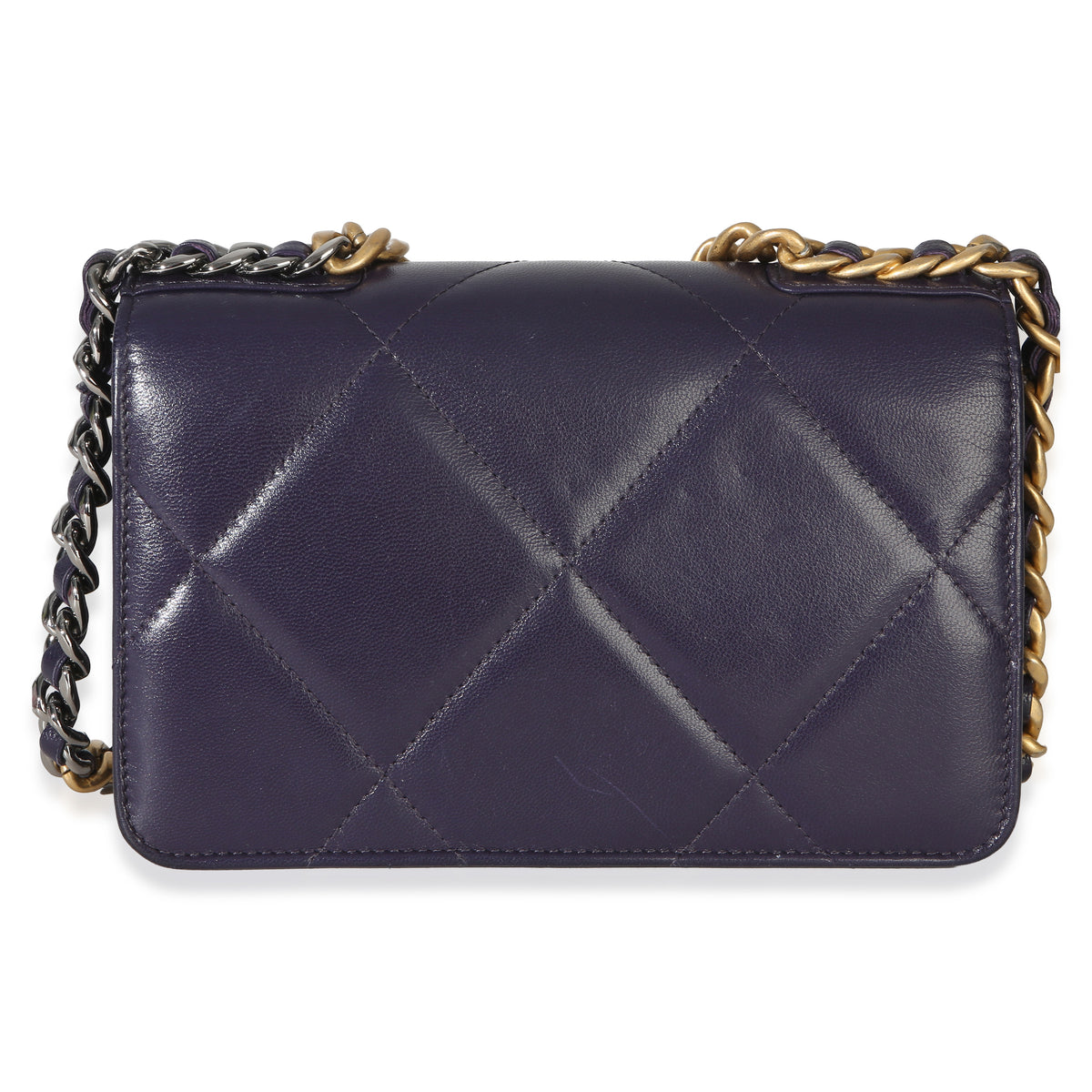Chanel Purple Quilted Lambskin  19 Wallet On Chain Handbag 4