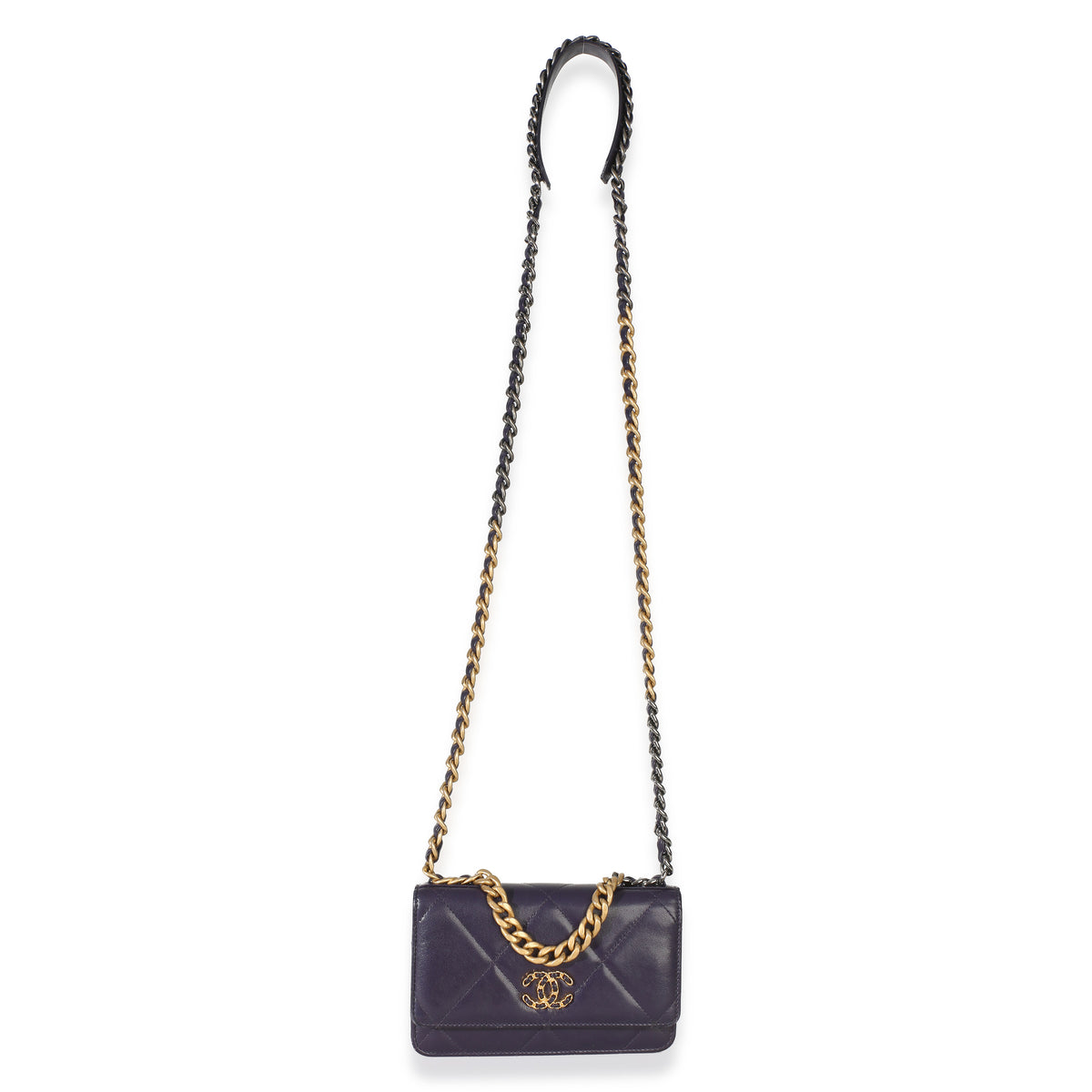 Chanel Purple Quilted Lambskin  19 Wallet On Chain Handbag 8