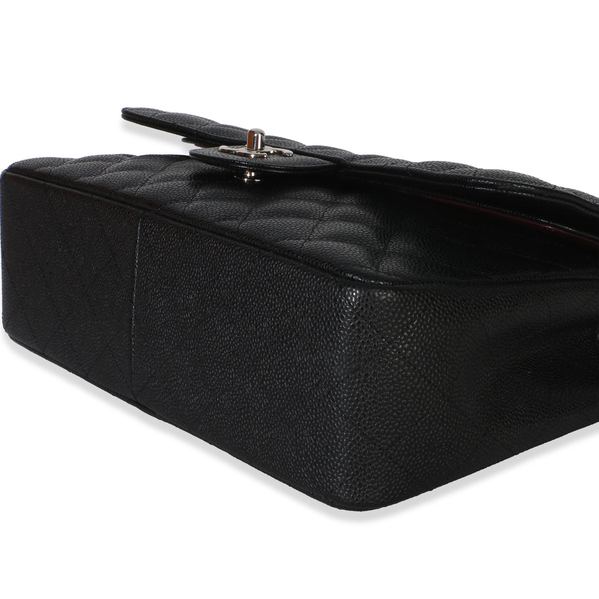 Chanel Black Quilted Caviar Jumbo Double Flap Handbag Handbag 6
